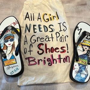 Brighton sandals with bling and carrying bag!